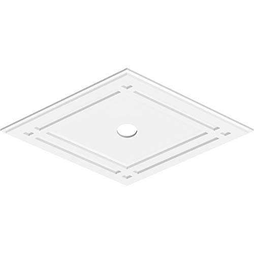 Image of Ekena Millwork CMP38X25DD-03000 Diamond Architectural Grade PVC Contemporary Urethane Ceiling Medallions 38 inchW x 25 3 /8 inchH x 3 inchID x 13 1 /4 inchC x 1 inchP