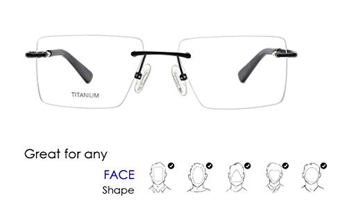 Image of Circleperson Rimless Pure Titanium Eyeglasses frames Square Light Weight