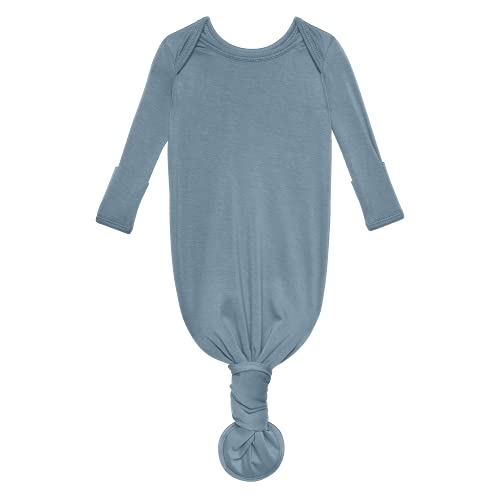 Image of Posh Peanut Newborn Knotted Baby Gowns 0-3 Months - Easy-Tie Hospital Outfit Viscose from Bamboo Sleepers for Baby Boy & Girl, Denim Blue