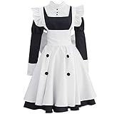 Tokisaki Kurumi Anime Black Butler Costume Kuroshitsuji Mey-Rin Maid uniform Cosplay Halloween Woman Stage costume Girl party evening dress (black, 2XL)