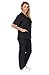 Women's Scrub Set - Medical Scrub Top and Pant, Black, Medium