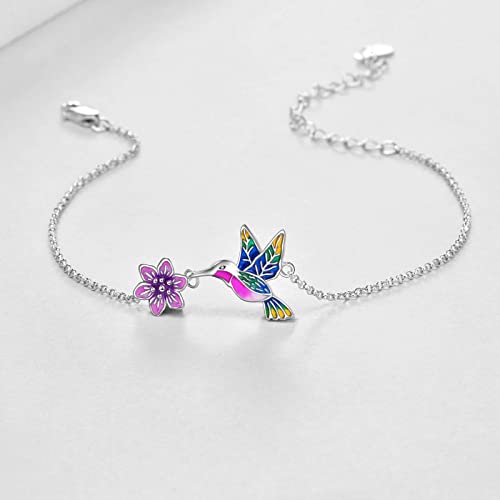 Image of YAFEINI Anklet Bracelets for Women Girls Sterling Silver Hummingbird /Dragonfly /Butterfly Link Chain Anklets Jewelry Gifts
