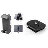 【セット買い】ベルボン 【Amazon.co.jp限定】Velbon タブレット&スマートフォンホルダーAZ AMZTSH-1 三脚取付可能 アクセサリーシュー付 iPadなどのタブレットにも対応 0017915302822 + スペアシュー QB-46 QRA-5システム対応 DIN規格互換 シュープレート プラスチック製 373908