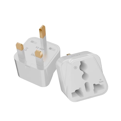 Image of rts (2 Pack) India to England London UK Travel Plug Adapter Converter Type G Compatible with UK, UAE, Dubai, Scotland British Qatar Irish & Hong Kong - Ideal for Laptops, Mobiles, Tablets, Chargers