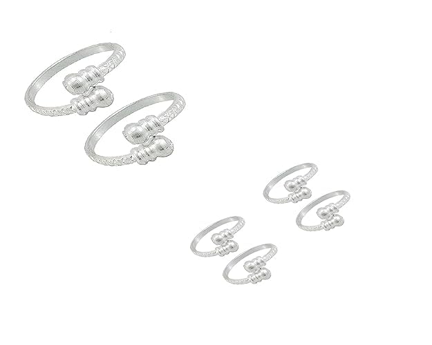 Adjustable Toe Ring Set, Traditional Design, Women's and Girls' Toering and Thumb Ring Combo-image-9