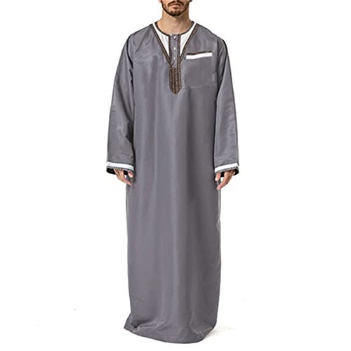 Caftan musulmane robe de Dubaï ample à col rond et patchwork arabe XL - 3