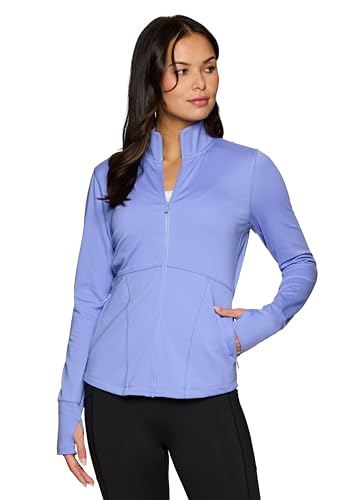 Veste de course zippée femme vêtement sport athlétique avec poches