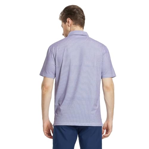Image of M MAELREG Mens Golf Shirt Short Sleeve Dry Fit Print Moisture Wicking Performance Patterns Collared Polo Shirt