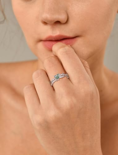 YL 925 Sterling Silver Engagement Rings 5MM Heart Cut Gemstone Infinity Band Leaf Jewelry for Women3