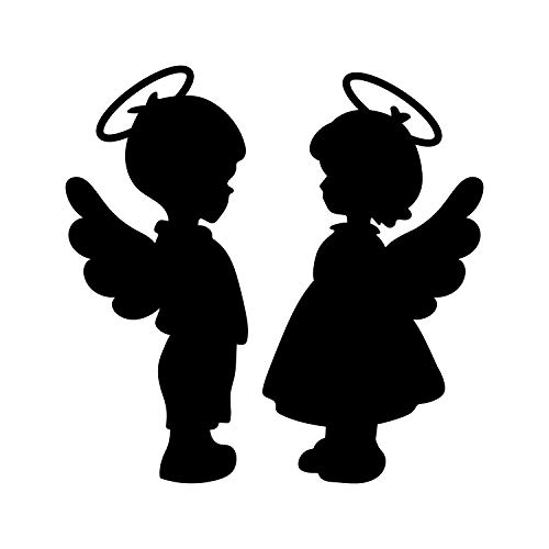 Set de 2 Vinilos Decorativos de Pared Angelitos 4"x4" Negro miniatura 4