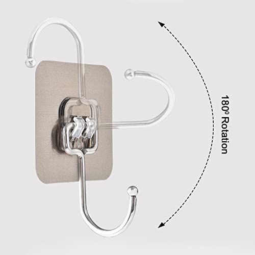 wolpin Heavy Duty Self Adhesive Wall Hooks (Pack of 5) | Waterproof PVC Sticky Hooks Stainless Steel Big Hooks for Home Storage Bathroom Kitchen | Silver Multipurpose 10KG Capacity