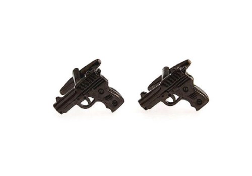 MRCUFF Pistol Handgun Gunmetal Black Gun Pair Cufflinks in a Presentation Gift Box & Polishing Cloth3