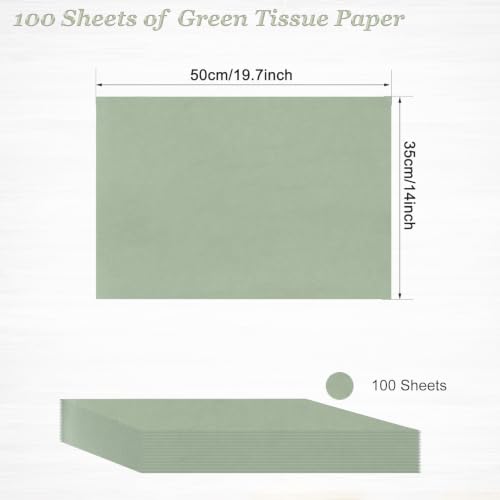 Image of 100 Sheets Sage Green Tissue Paper 14 x 20 Inches Sage Green Wrapping Paper Bulk for Weddings Birthday DIY Project Christmas