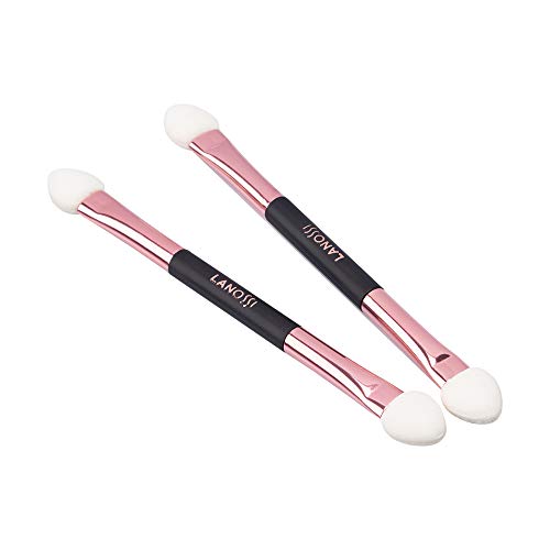 Pincel Aplicador de Sombra Rose Black - 2 Unidades, Lanossi Beauty & Care, Preto/Rosé Metalizado., L