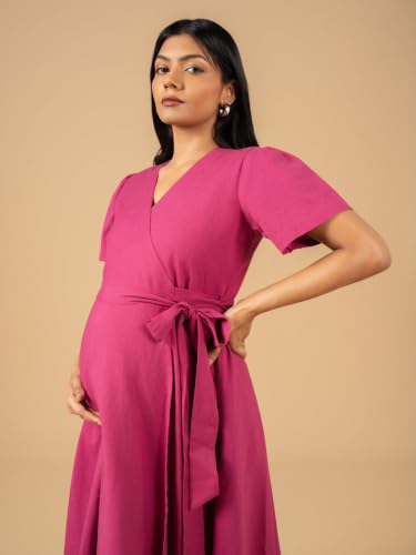 Image of The Mom Store Maternity and Nursing Wrap Dress for New Mom | Pre and Post Pregnancy Wear for Womens | Trendy Stylish Printed Friendly Dresses for Women | Comfortable