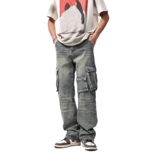 Men's Classic Hip-Hop Retro High Street Loose Casual Straight Slim Jeans