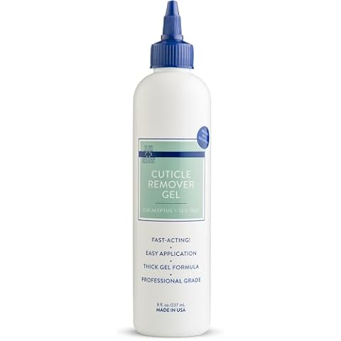 Blue Cross Cuticle Remover Liquid Gel, Cuticle Softener for Nails, Hydrating, Moisturizing, Professional Nail Care for Brittle Hang Nails, Dry Cuticles, Made in USA, 8oz, Eucalyptus/Tea Tree Cover