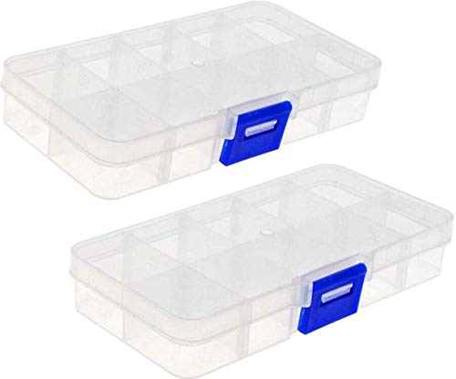 Amison Boîte de Rangement, boîte de Rangement pour Organisateur en Plastique Transparent à 10 grilles, 2 PCS