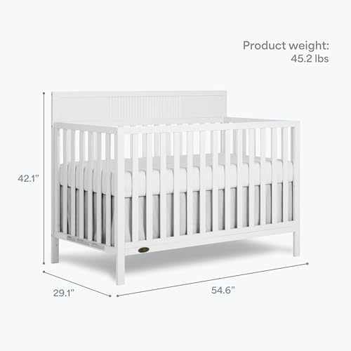 Image of Dream On Me Ivy 5-in-1 Convertible Full-Size Baby Crib in White, GreenGuard Gold & JPMA Certified, 3 Mattress Heights, Converts to Toddler, Day & Full-Size Bed, Safe & Stylish Nursery
