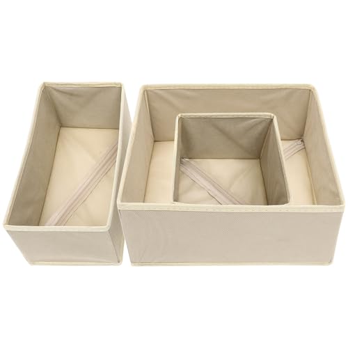 Uonlytech Caja Organizadora Plegable de Ropa Interior 3 Unidades Estuche de Tela No Tejida Color Beige para Cajones Organizador para Sujetadores Calcetines y Ropa de Dormitorio
