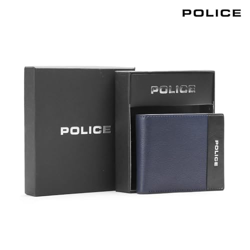 POLICE Rapodo Over Flap Coin Wallet Mens Wallet Genuine Leather Wallet for Men Bifold Purse with Card Holder 4 Credit Card Slots 1 Coin Pocket - Black 9