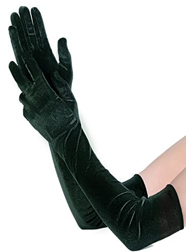 krautwear® Guantes largos para mujer, con codo, terciopelo, color verde (069-verde) Cover