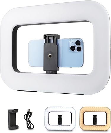 Coslifestore Smartphone Video Rig with Light | Handheld Ring Selfie Light Kit & LED Mobile Video Stabilizer with 8000mAh Battery | Video Light for Photography, Filmmaking, Makeup & YouTube,Vlogging