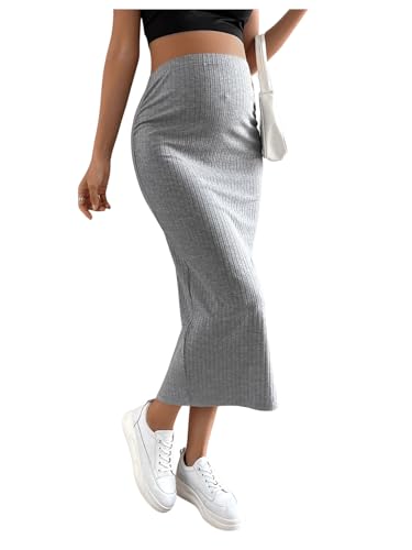Shenhe Women'S Maternity Skirt Long Skirt Rib Knit High Waist Pencil Skirt Dark Grey M thumb #2
