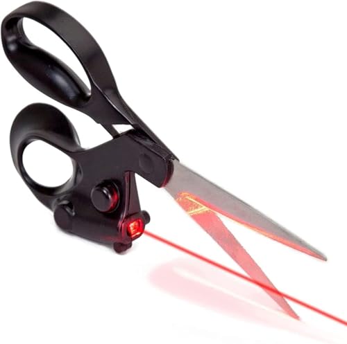 DEWIN Ciseaux Guidage Laser，Ciseaux Couture Professionnel Guidage Laser Ciseaux de positionnement Coupe Droite Rapide pour Tissu Papier Artisanat 21,5 x 8cm