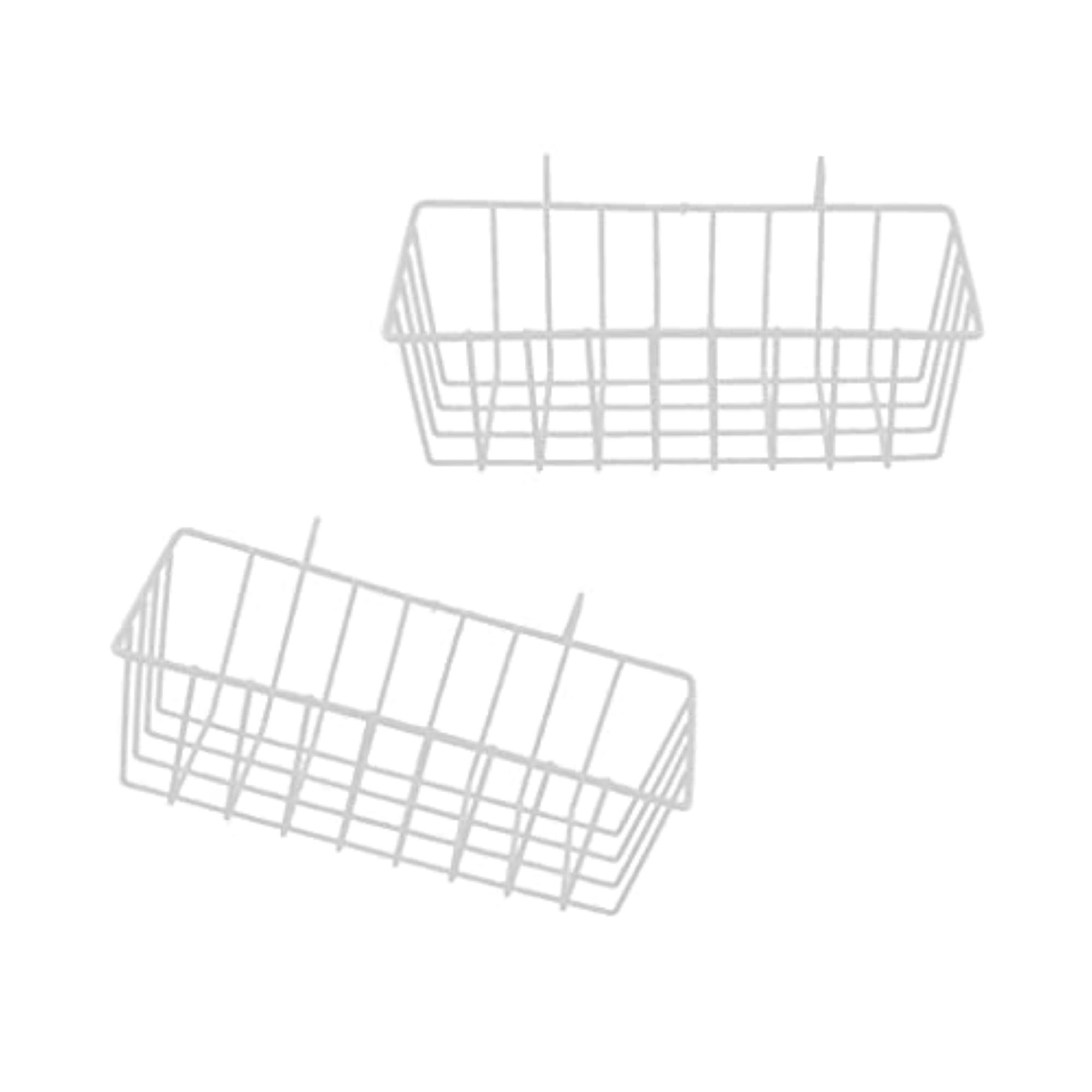 2Pcs White Metal Gird Hanging Basket Iron Wall Decor
