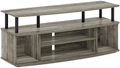 Furinno Jaya Large Entertainment Center Hold up to 55-in TV, Inch, French Oak/Black