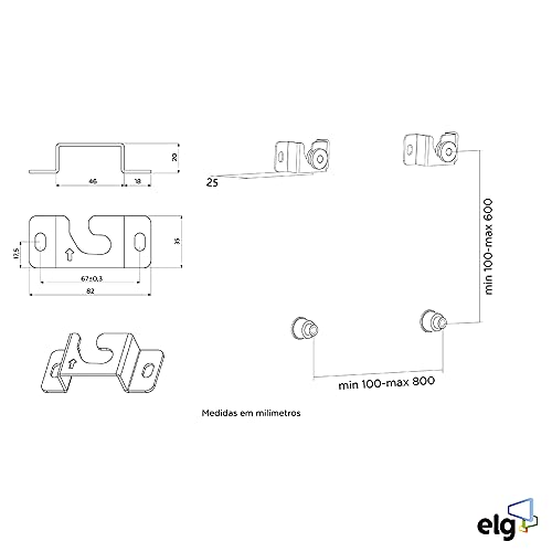 ELG UNI100, Suporte Fixo Universal de Parede Para TVs de 14” a 100”, Capacidade até 100 kg, Padrão V