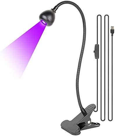GREENIC Gooseneck UV Lamp for Nails, 3W 395nm-405nm Upgraded Small USB Black Light, DC 5V Mini UV Curing Light with Clamp for Gel Polish, Resin Curing, Gel X Glue, Fluorescent Paint