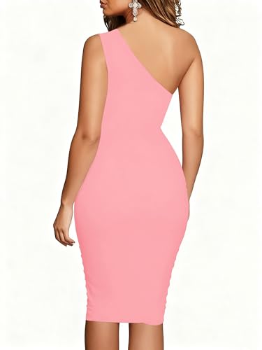 Image of TOPSRANI Women Sexy Midi Dress Bodycon Casual Sleeveless Basic Ruched Tank Summer Club Party Dresses