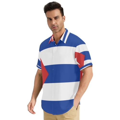 Chemise drapeau de Cuba pour homme, le style sans déformation parfait pour vos vacances à la plage