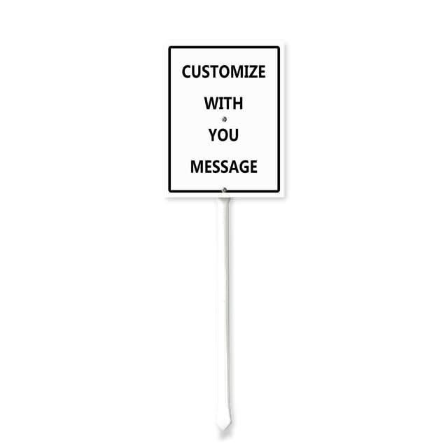 Horienteeon Add Your Own Message-Customizable Sign with Stake, Customizable Yard Sign, Sturdy Aluminum Sign Rust Free, Statement Plaque for Outdoor Yard Lawn Use 20cm×30cm(White)