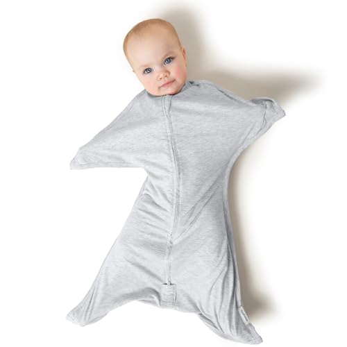 Image of SleepingBaby Zipadee-Zip Transition Swaddle - Cozy Baby Swaddling Blanket with Zipper Convenience - Roomy Wearable Blanket for Easy Diaper Changes - 6-12 Month - Recharge Silver Heather