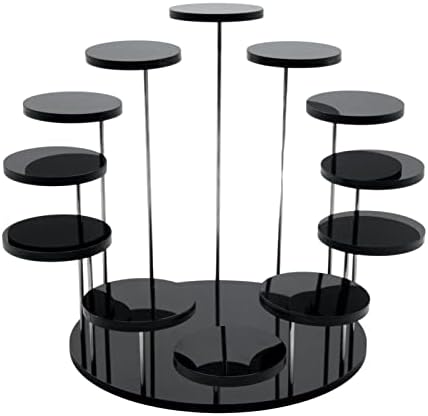 Qmisify Jewelry Holder Rack for Ring Display, Multi-Layer Acrylic Display Stand for Necklace, Bracelet, Gemstone Showcase - Round Table Storage Shelf for Mini Anime Action Figure