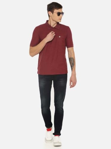 Image of Dollar Men's Pack of 1 Solid Cotton Blend Polo Neck T-Shirt