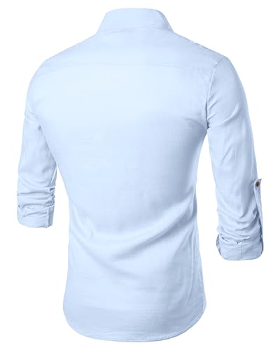 Image of Zombom Men's Cotton Blend Solid Casual Regular Fit Mandarin /Chinese Collor Short Full Sleeve Kurta for Men