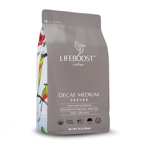 Lifeboost Decaf Ground Coffee, Swiss Water Process Low Acid Organic, 12oz |…