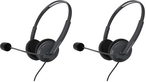 Energy Sistem Headset Office 2 Anthracite (Auricular On-Ear, Compatible con PC/Mac/Smartphone, Conector 3.5 mm, micrófono con Brazo retráctil), Negro (Paquete de 2)