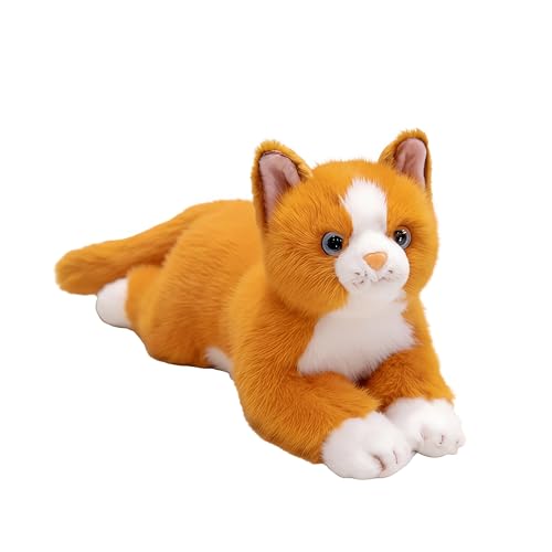 18 Inch Cat Stuffed Animals,Realistic Plush Throw Pillow,Soft Kawaii Kitty Plush Toy Gift for Kids Boys Girls (Orange)