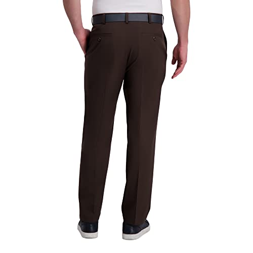 Haggar Men's Cool Right Performance Flex Solid Classic Fit Flat Front Pant-Reg. And Big & Tall Sizes, Brown Heather, 44W X 32L #TOP2