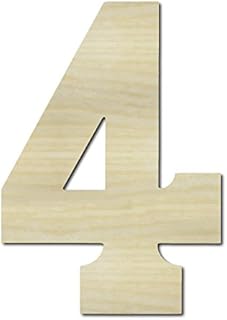 12" Tall x 1/2" Thick, Wood Number 4 - Large Wall Wood Numbers - for Home Bedroom Office Wedding Party Décor - Ready to Paint Or Stain