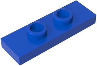 50 Piece Plate, 1 x 3, with 2 Bolts, Blue, Compatible with Lego Parts and Pieces