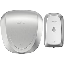 JETWELL UL Approved High Speed Hand Dryer and Wall Mount Automatic Touch-Less Hand Soap Dispenser, Brushed Stainless Steel HEPA Filter Commercial Hand Blower and Hand Soap Dispenser