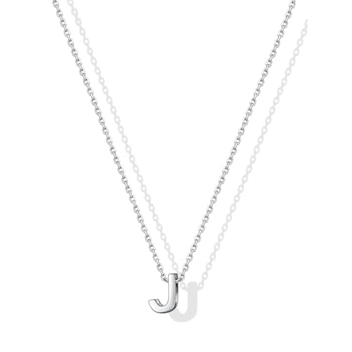 SILVERCUTE Valentines Day Gifts for Her - Small 925 Sterling Silver Initial Necklace for Women,Tiny Silver Initial Pendant Tiny Letter Necklace with A