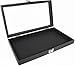 Novel Box Large Glass Top Black Leatherette Metal Clasp Jewelry Display Case 14.75X8.25X2.1" + NB Cleaning Cloth