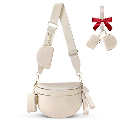 Cross Body Bag for Women Bum Bag Checkered Belt Bags Fanny Packs for Girls Travel Purse Fashion Waist Packs Crossbody Nylon Purse Trendy Shoulder Bags for Womens